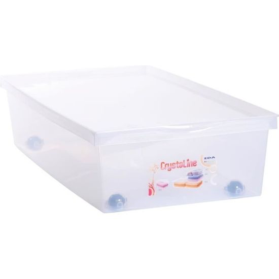 Eda Plastique Coffre De Rangement Dessous De Lit 33 L Avec