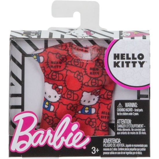 Tenue Barbie Hello Kitty - Haut Gris Neuf Pour Poupée, Modèle FLP40-965A
