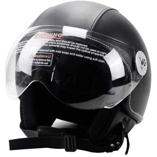 Woljay Occhiali Da Moto In Pelle Vintage – Mezzo Casco Per Cruiser, Scooter E Touring – Taglia Unica 56-62 Cm