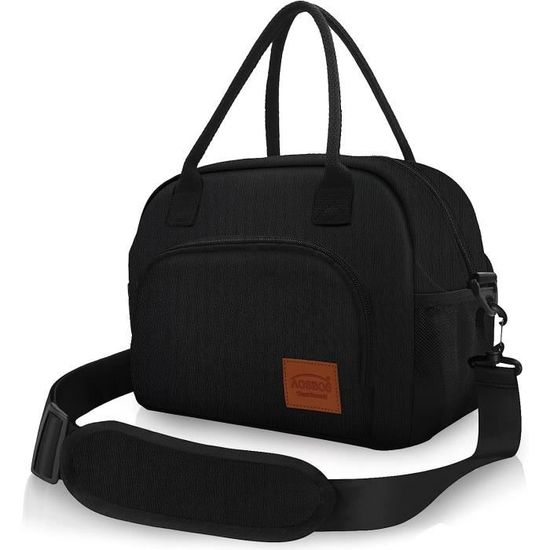 Sac Isotherme Lunch Bag MAXTOP - Grande Capacité (11.8x7.2x12 Pouces), Gris Foncé, Bandoulière Réglable