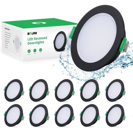 Lot De 10 Spots LED Encastrables Dimmables 220V - 7W, IP44, 3 Températures De Couleur, Pour Salle De Bain, Cuisine