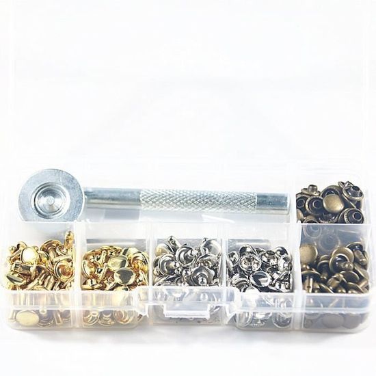 180 PCS Rivets En Cuir 6mm 8mm 12mm - Boutons Pressions Métal Double Rivet Tubulaire 4 Couleurs Pour Sacs, Vêtements Et Projets DIY