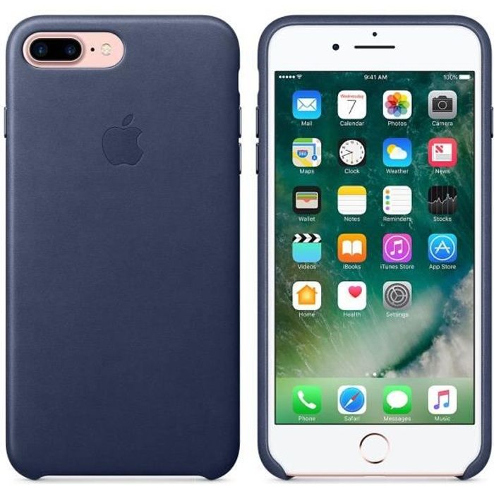 APPLE Coque de protection - Iphone 7 Plus - Cuir bleu nuit
