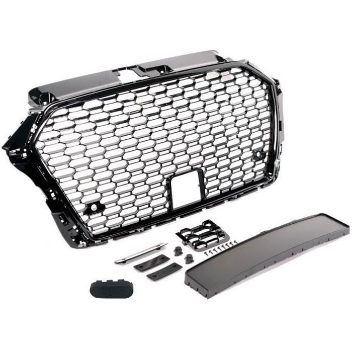 CALANDRE NOIR BRILLANT LOOK RS3 POUR AUDI A3 ET S3 8V PHASE 2 DE 05/2016 A 2019