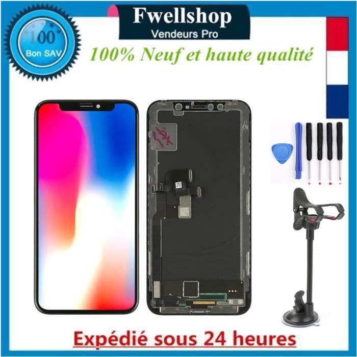 Complet Ecran vitre tactile lcd + Outils Pour iPhone X 10+ Home caméra- Noir + Support de téléphone