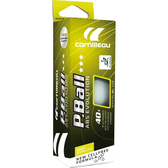 Balles de ping pong - P.BALL ABS EVOLUTION 3* ITTF BLANCHE X3 (BOITE DE 3 BALLES PLASTIQUE)