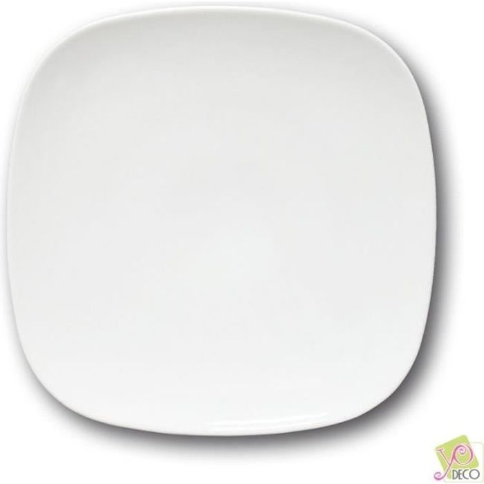 Assiette carrée porcelaine blanche - L 26 cm - Danubio