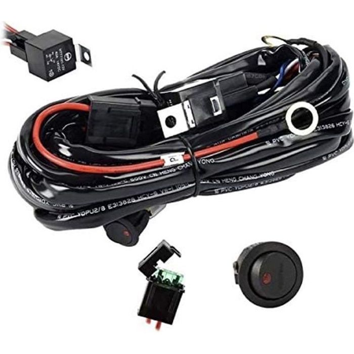 Faisceau électrique Complet pour branchement de Feux LED - Longueur 3.5m - Connectiques étanches - 400W - Garantie 2 ans