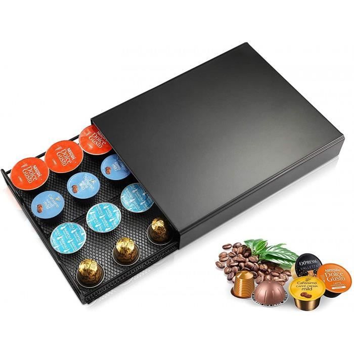 Nespresso Support De Tiroir De Rangement Pour Dosettes À Café 20 Capsules Capacité En Maille Noir Compatible Avec Nespresso Vertuo,