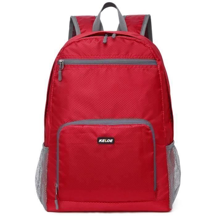 Sac de Randonnée Étanche Pliable Sport en Plein Air 23L Rouge Sac À Dos Randonnée Résistant à L'usure pour Camping, Escalade, Voyage