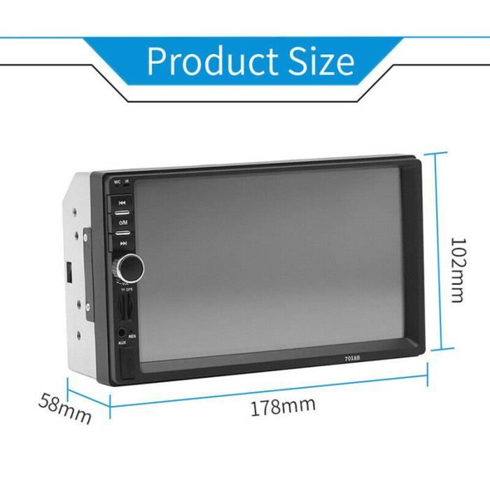2 Din Autoradio 7 HD Autoradio Bluetooth FM Audio MP5 lecteur 2Din Autoradio Support caméra de recul 7018B Radio - Type Black
