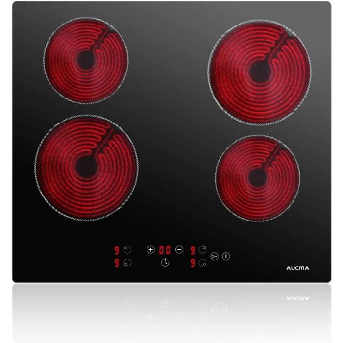 Table De Cuisson Vitroceramique,Plaque Induction Portable Encastrable Plaque De Cuisson 4 Foyers 6000W