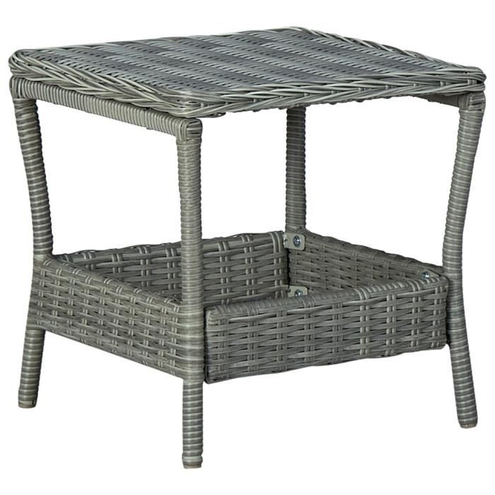Table de jardin Table d'extérieur Haut de gamme - Gris clair 45x45x46,5 cm Résine tressée @297428 Elégant