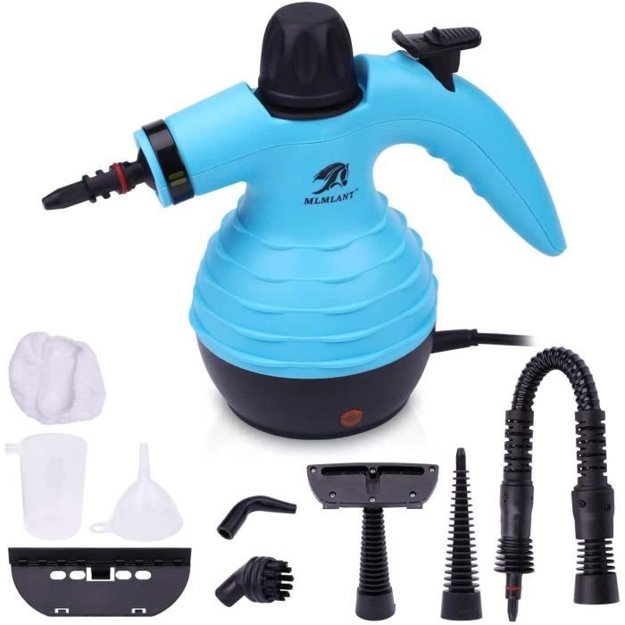 MLMLANT Nettoyeur Vapeur à Main Portable 1050W Multi-Usage avec 9 Accessoires pour Enlever des Taches, Tapis, Rideaux, Sièges d'Auto
