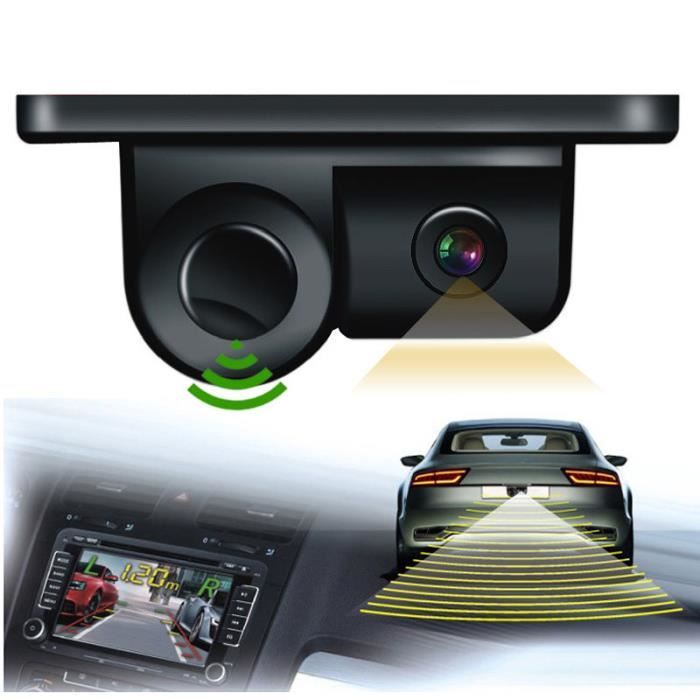 Camera de Recul Auto Voiture étanche 2 en 1 avec kit de capteur de stationnement, caméra de recul de recul automatique