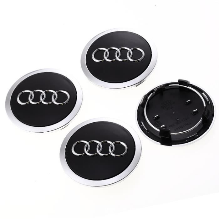 Caps-Coffrets Fit pour HUB DE Roue Audi Couverture Couverture DE LA Roue DE Voiture 69MM - Noir 4 PCS