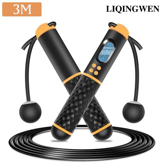 Corde à Sauter Sans Corde Compteur LED Numérique 3M Corde à Sauter sans Fil Enfant Adulte Réglable pour Exercice de Fitness