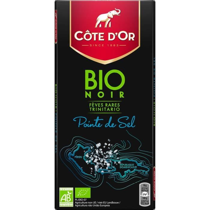 Chocolat noir bio 90g Côte d'Or