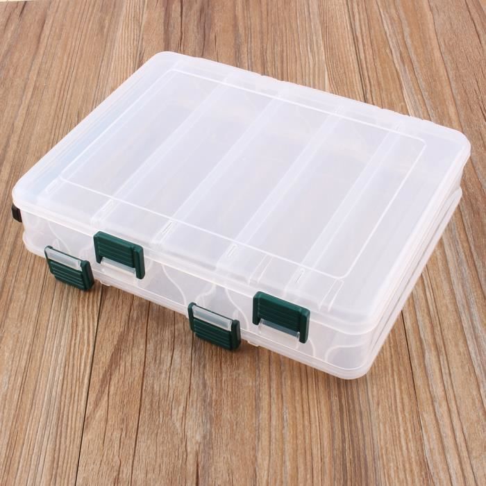 12 compartiments pêche caisse à leurres boîte de rangement en plastique double-XIG