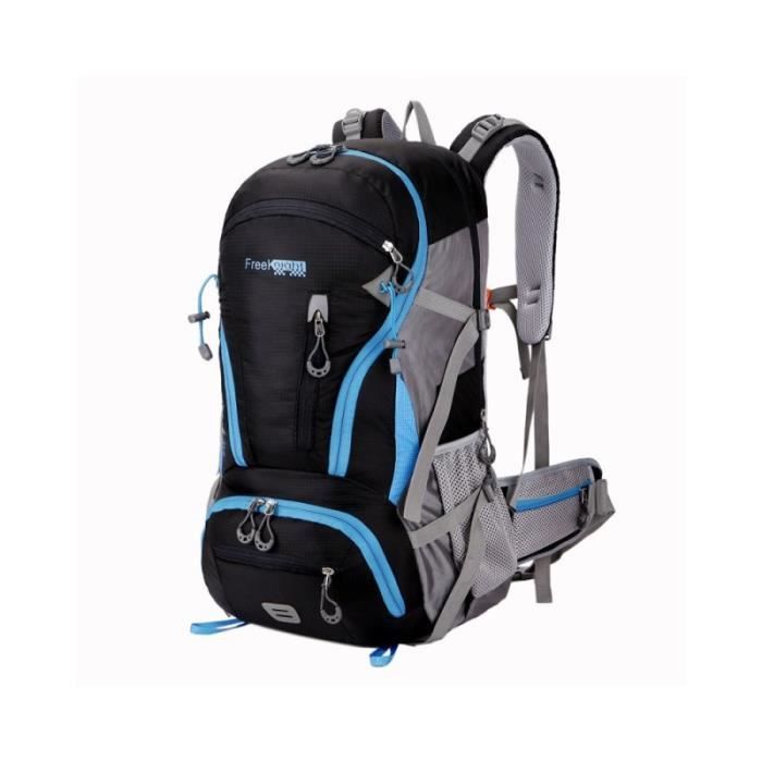 Sac À Dos De Randonnée Grande Capacité 45L Sac À Dos Camping En Plein Air Sac en Polyester et Nylon étanche Multi-Poches Noir