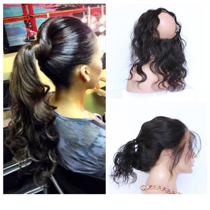 360 lace band frontal closure cheveux Bresilien naturel body wave cheveux humains 7A