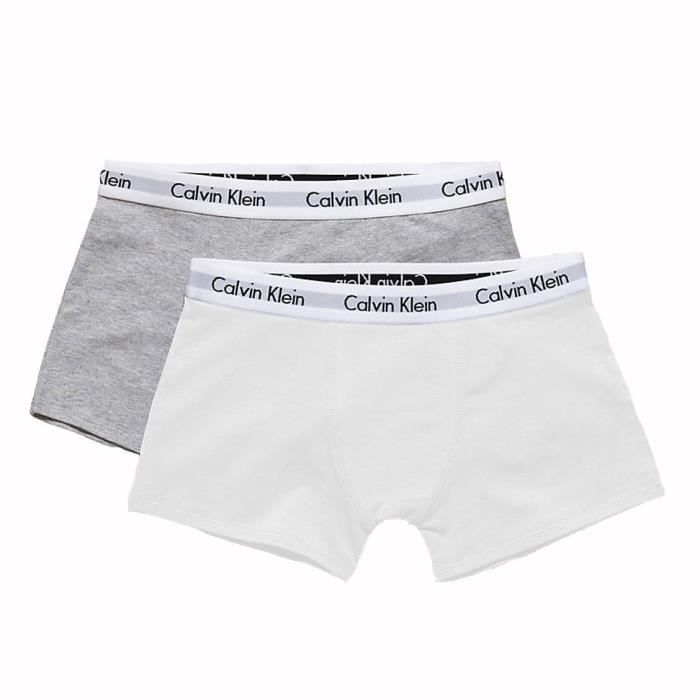 Lot de 2 boxers Calvin Klein Underwear Junior en coton stretch blanc et gris chiné