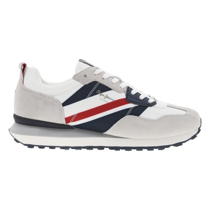 Baskets basses cuir suède Pepe Jeans blanc