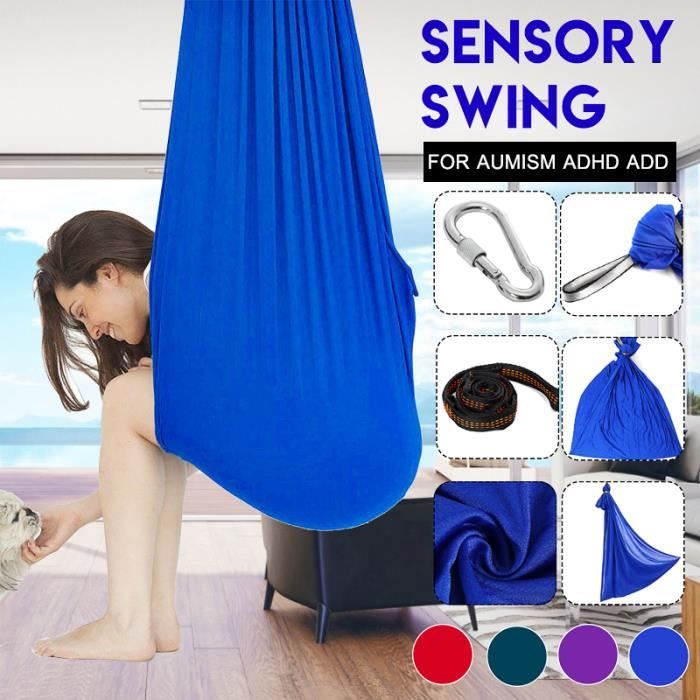 Hamac d'Oscillation de Coton d'Enfants pour l'Autisme Tdah Ajoutent le Câlin de Thérapie Jusqu'à 88lbs VERT
