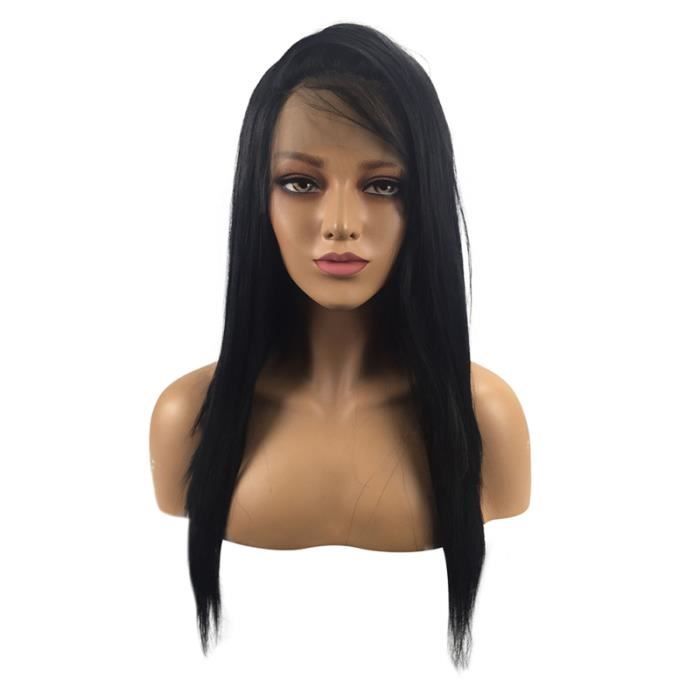 Longue ligne droite perruque femme synthétique de avec la Cap sans colle avant de dentelle pour les enfants Party