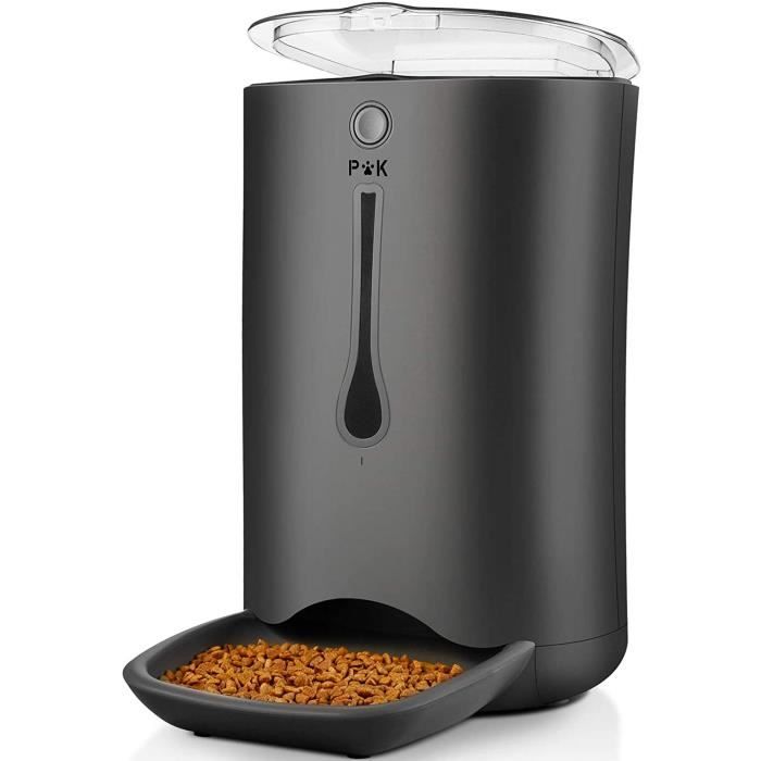 PUPPY KITTY 7L Distributeur de Croquettes Automatique pour Chats et Chiens ,Enregistrement de 8 secondes,4 Repas par Jour ,Noir