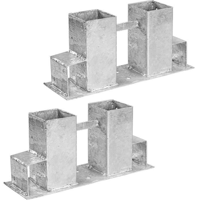 Stilista® Support d’empilage du bois de chauffage ou bois équarri, en acier galvanisé à chaud, 2 pièces, L 340 x l 100 x H 150 mm