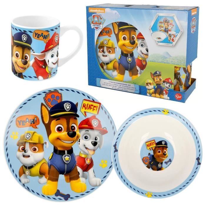 Vaisselle Petit Déjeuner - Paw Patrol - 3 Pièces - Porcelaine - Plats Garçons