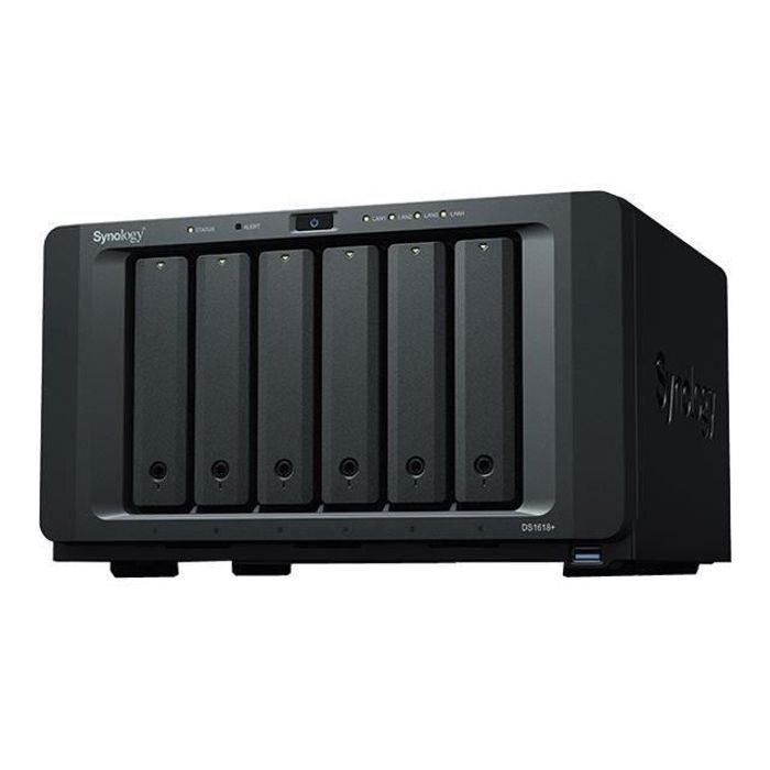 Synology Disk Station DS1618+ Serveur NAS 6 Baies 12 To SATA 6Gb-s HDD 2 To x 6 RAID 0, 1, 5, 6, 10, JBOD RAM 4 Go Gigabit…