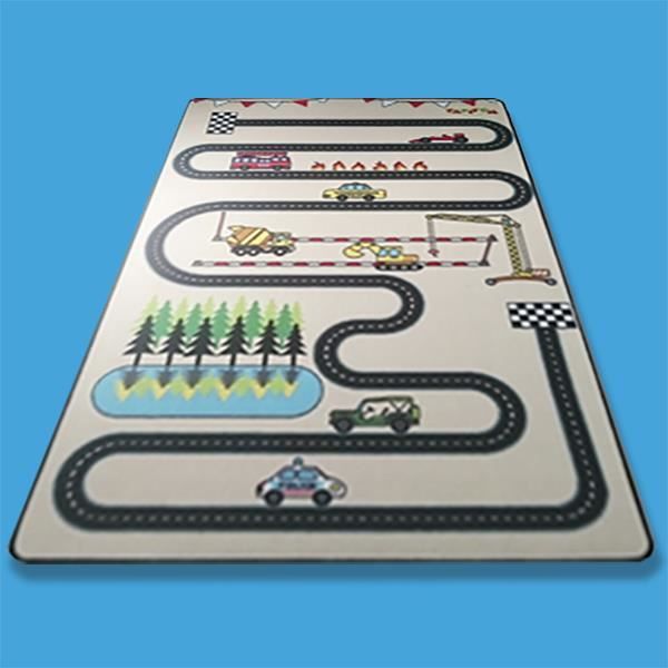 Tapis jeu enfant [130 X 200 cm] -TAPITOM® - Circuit Design (Route/circuit unique sur Tapis blanc)