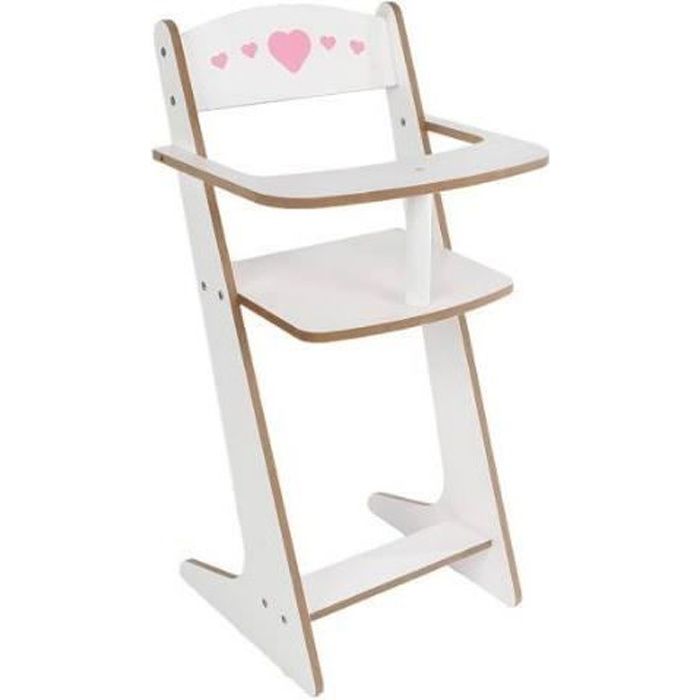 Doll fun Chaise de poupée Blanc et rose 53 cm