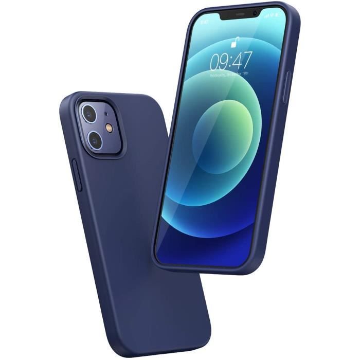 UGREEN Coque en Silicone Liquide Compatible avec iPhone 12 et 12 Pro Case avec Doublure en Microfibre, Bleu