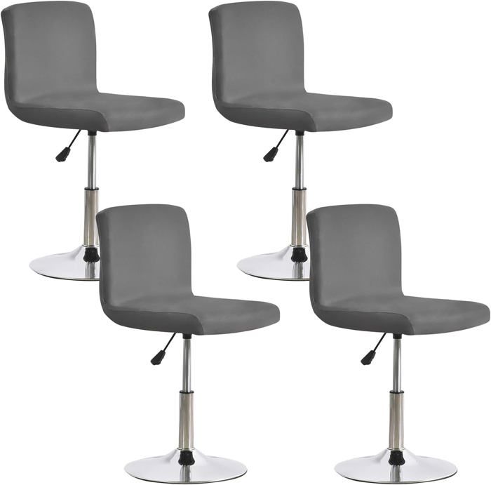 Housses De Tabouret De Bar Extensibles - Lot De 4 - Taille Unique Pour Siège 35,6-50,8 Cm - Polyester Doux, Lavable Machine - Motif Noir Café/dessert - 9