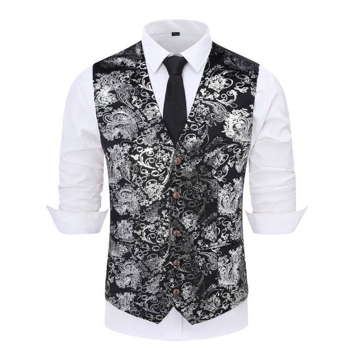 Down Vest KBOPLEMQ Herren Paisley Weste FLoral Jacquard Weste