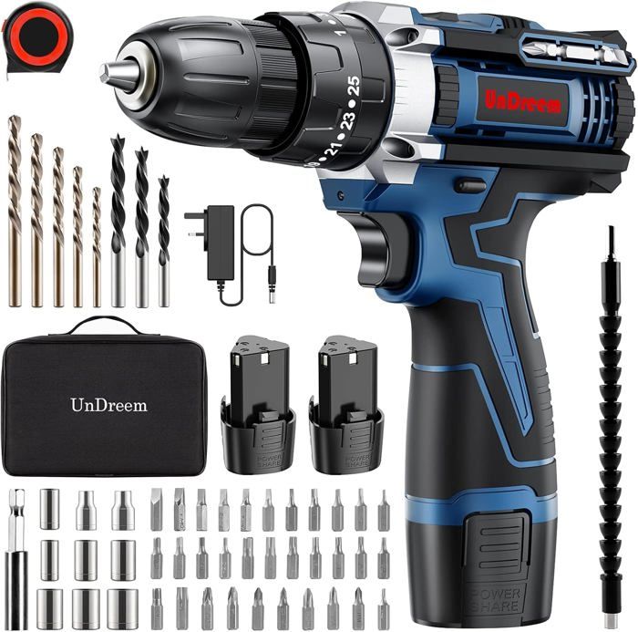 Kit De Perceuse-Visseuse Sans Fil 2 Vitesses 3-8-24Unf Kit D'Outils