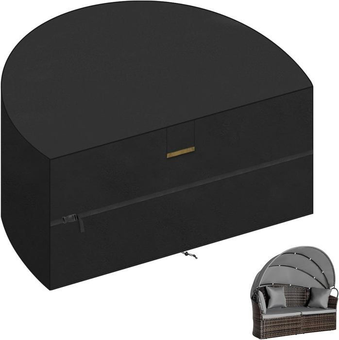 Bâche Salon De Jardin Housse Protection Canapé Lit Jardin Rond - Tissu Oxford 600D Imperméable, 230x90-50cm Couverture Salon Extérieur