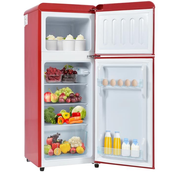 Réfrigérateur congélateur rétro volume total 92 litres volume congélateur 28 litres. -27°C~13°C éclairage LED.