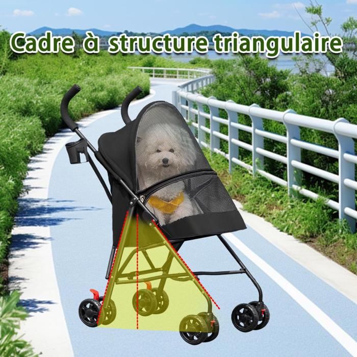 Comparer les prix de MIPAN.Poussette pour Chien Chat - Avce Porte-gobelet - 4 Roulettes - Pliable - Poussette pour chien de 20 kg - 97x45x55cm -Noir
