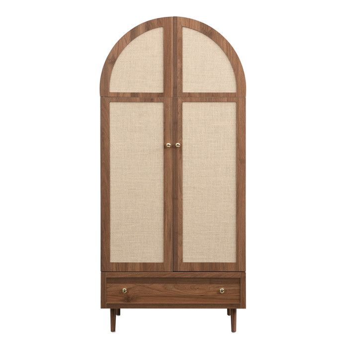 Vestiaire dentrée - Meuble dentrée - Ensemble Armoire avec portes et tiroirs en tissu - armoire effet noyer