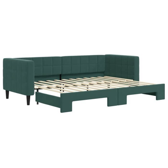 Lit simple Contemporain Banquette lit/Lit de jour avec gigogne sans matelas vert foncé 80x200 cm - 1 Place SP6886BED52901903
