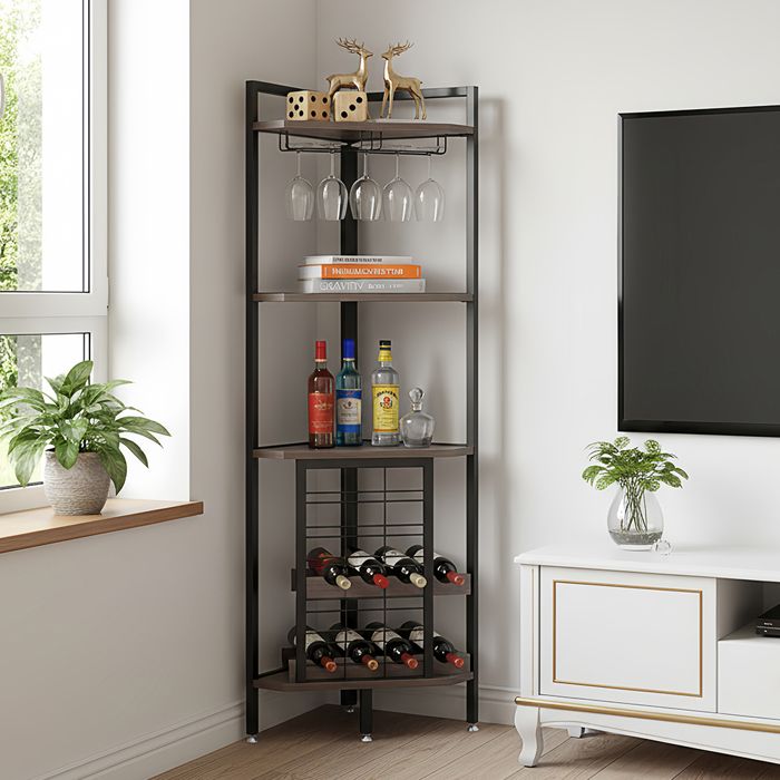 Présentoir de bouteille de liqueur éclairé à LED, étagères de