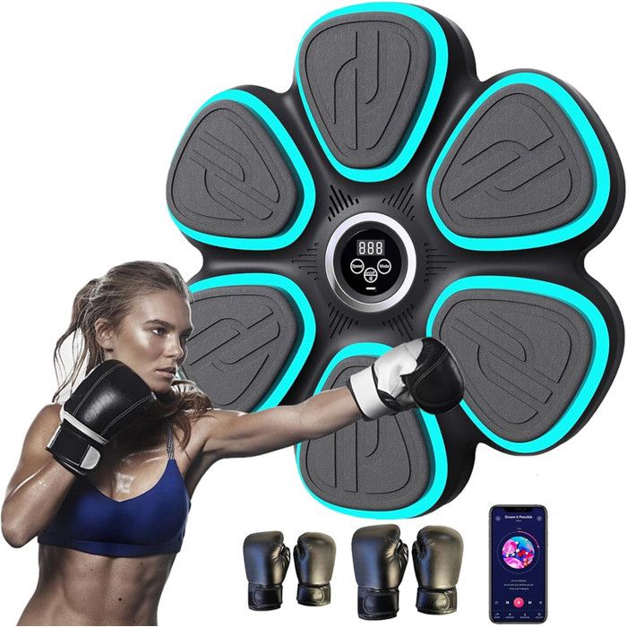 Music Boxing Machine Enfant Adulte Jeu Interactif Sport Fitness Maison USB Rechargeable+Gants Machine De Boxe Musicale