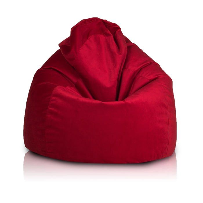 Fuzzy pouf fauteuil microfibre poire adulte fauteuil relax salon billes polystyrène 80x110 cm rouge Ecopuf