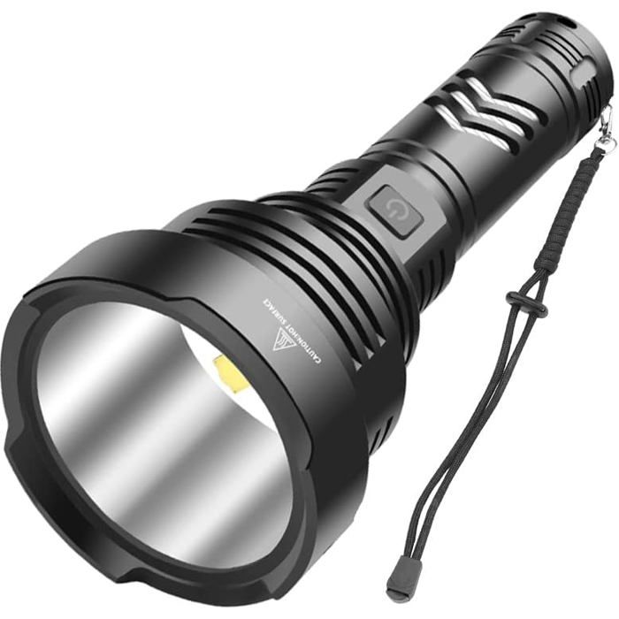 XHP90 Lampe de Poche Ultra Puissante 10000 Lumens Rechargeable par USB 5 Modes Tactique Policier Militaire Lampe Torche