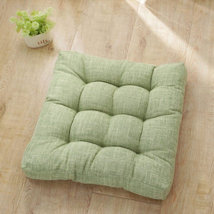 Couleur Unie Coussin pour Chaise de Salle à Manger Coton Lin Coussin de Chaise Galette de Chaise (53x53cm Vert Clair)