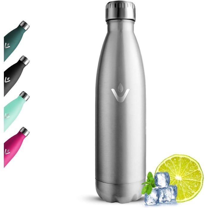 TRAHOO-Gourde Isotherme 500ml Anti Fuite Bouteille Isotherme Sans BPA Gourde Metal Gourde Inox 24h Froid et 12h Chaud Ré[J244]